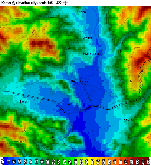 Kemer elevation map