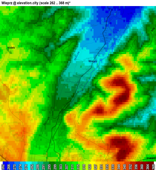 Wieprz elevation map