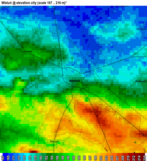 Wieluń elevation map