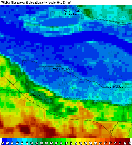 Wielka Nieszawka elevation map