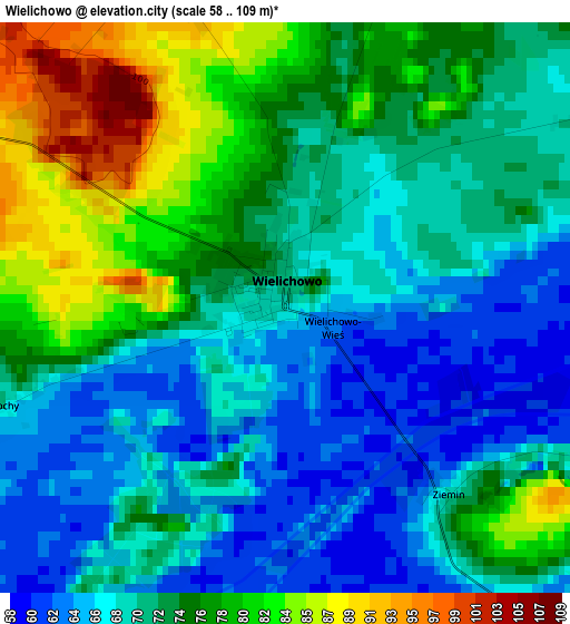 Wielichowo elevation map