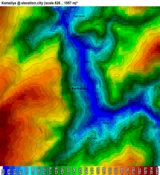 Kemaliye elevation map