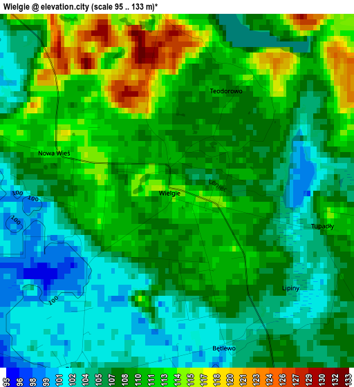 Wielgie elevation map