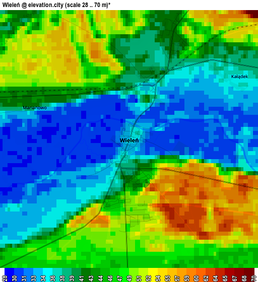 Wieleń elevation map