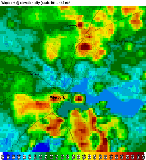 Więcbork elevation map