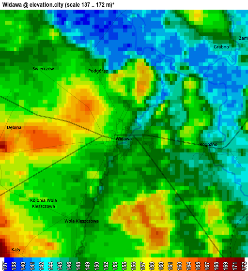 Widawa elevation map