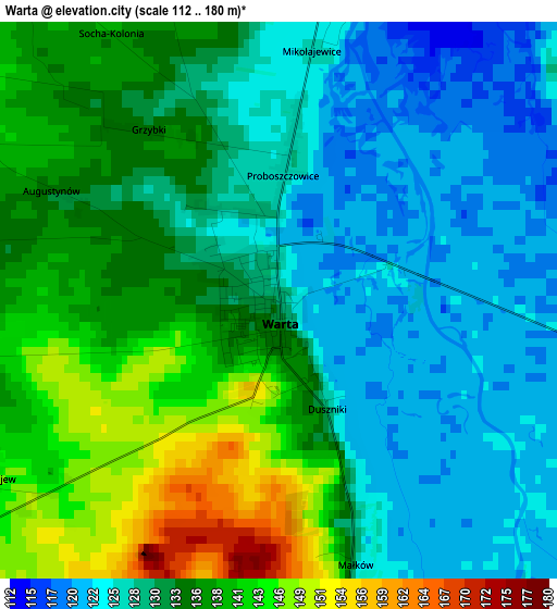 Warta elevation map