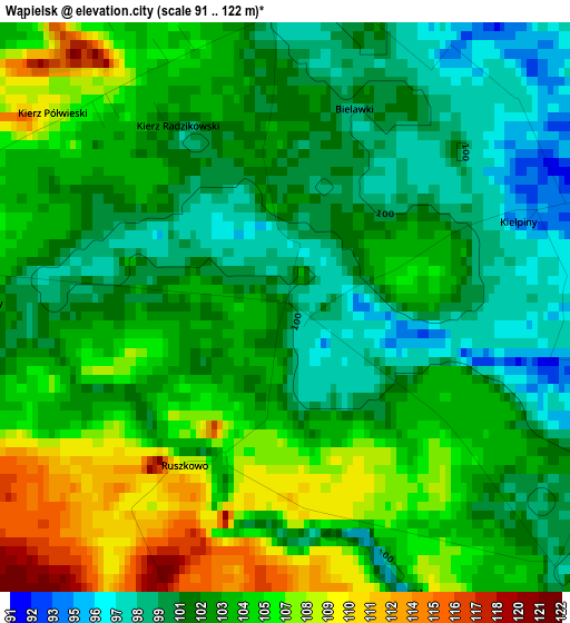 Wąpielsk elevation map