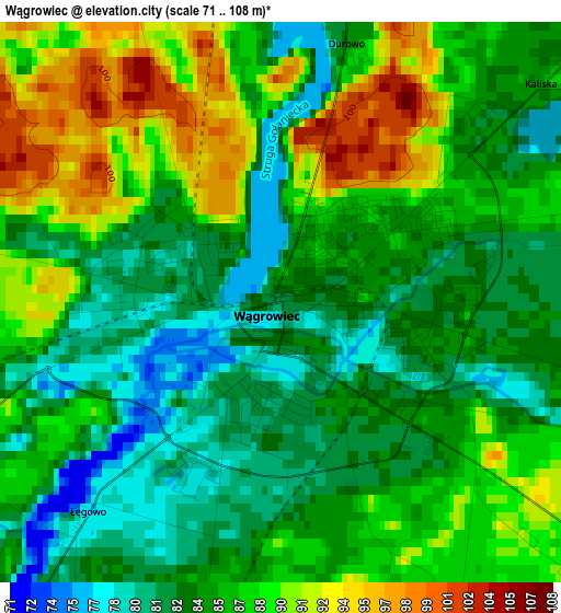 Wągrowiec elevation map