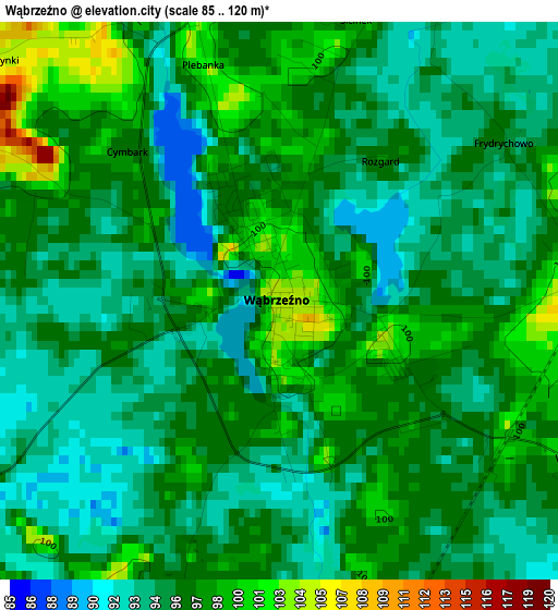 Wąbrzeźno elevation map