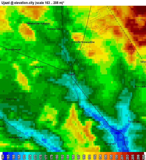 Ujazd elevation map