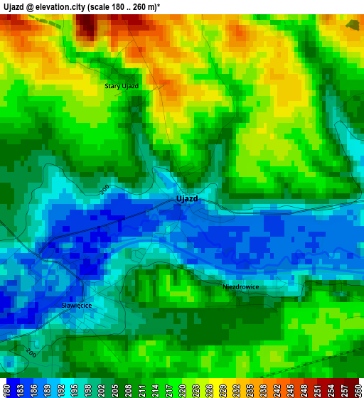 Ujazd elevation map