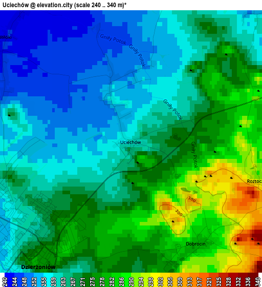 Uciechów elevation map