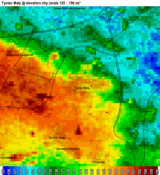 Tyniec Mały elevation map