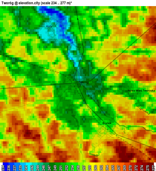 Tworóg elevation map