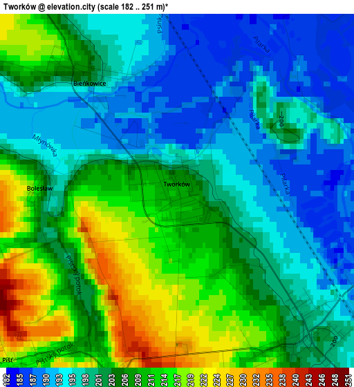 Tworków elevation map