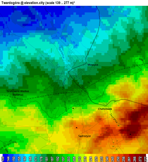 Twardogóra elevation map