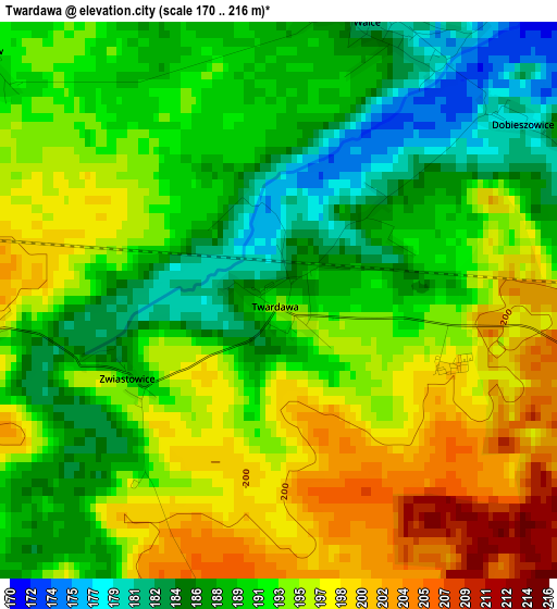 Twardawa elevation map