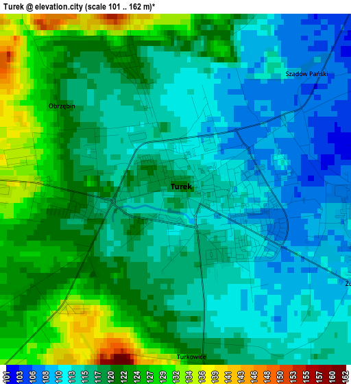 Turek elevation map