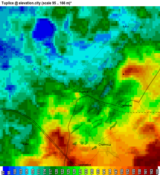 Tuplice elevation map