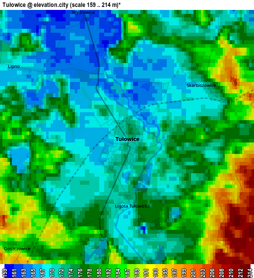 Tułowice elevation map