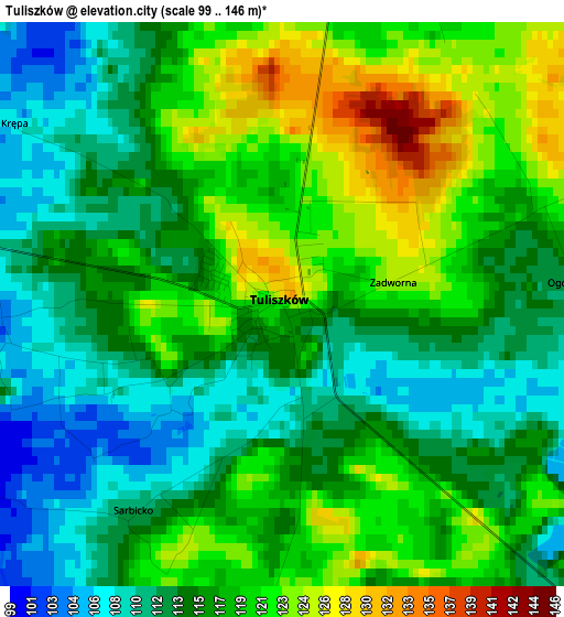 Tuliszków elevation map