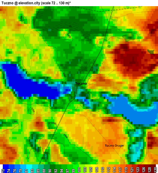 Tuczno elevation map