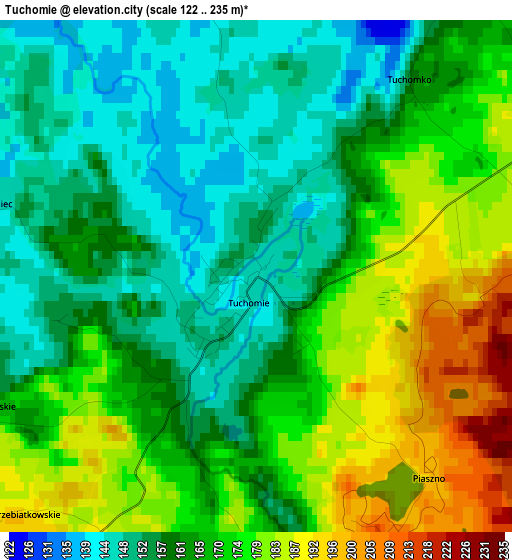 Tuchomie elevation map