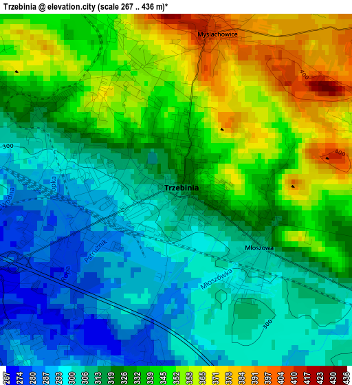 Trzebinia elevation map