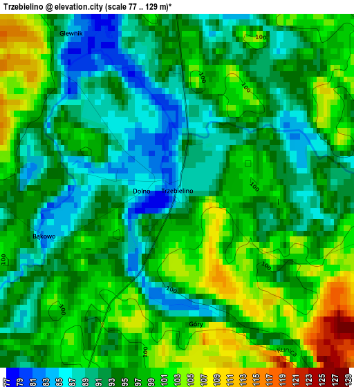 Trzebielino elevation map