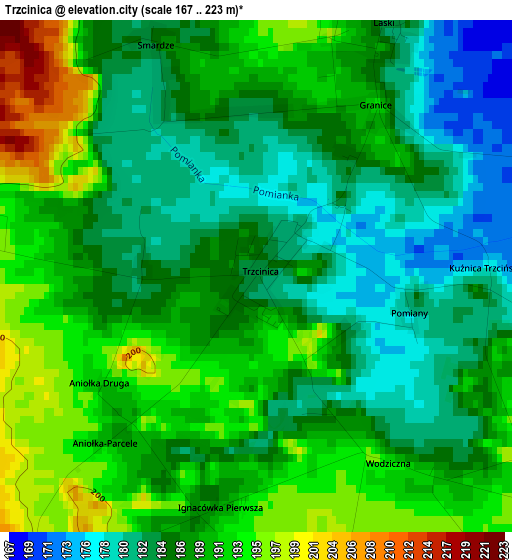 Trzcinica elevation map