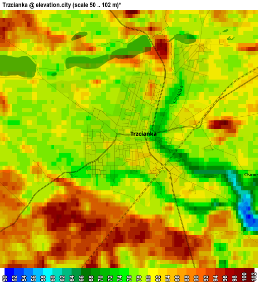 Trzcianka elevation map