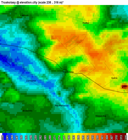 Truskolasy elevation map