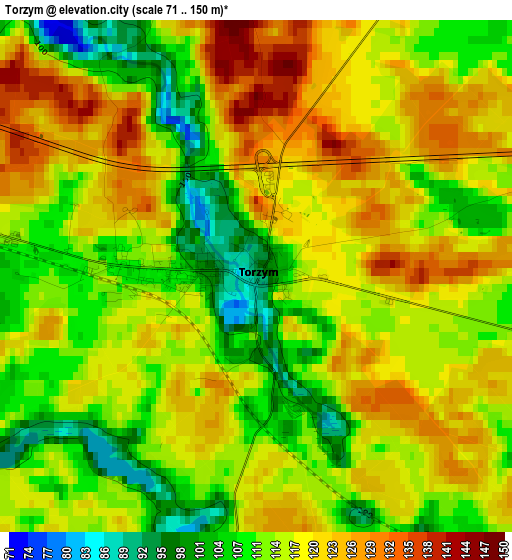 Torzym elevation map