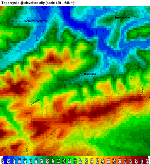 Toporzysko elevation map