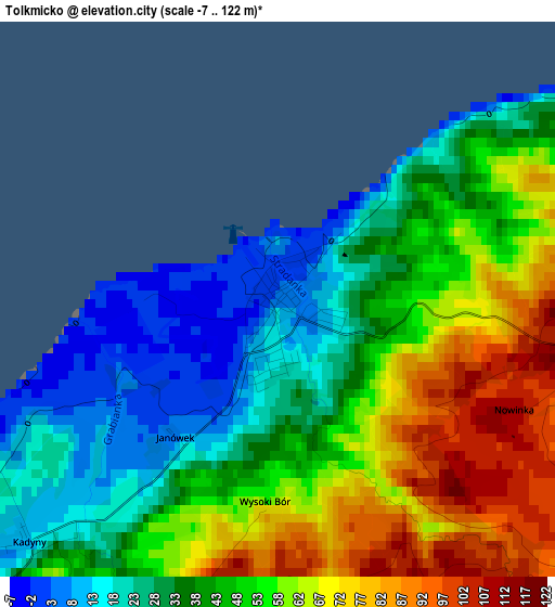 Tolkmicko elevation map