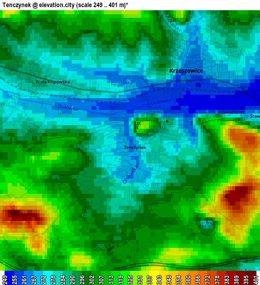 Tenczynek elevation map