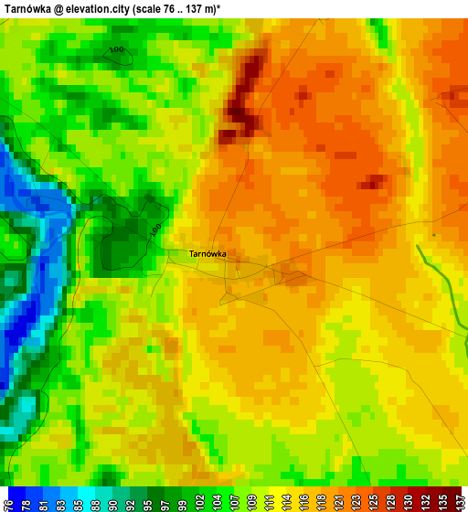 Tarnówka elevation map