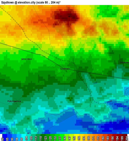 Szydłowo elevation map