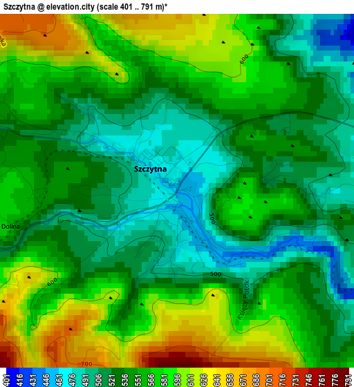 Szczytna elevation map