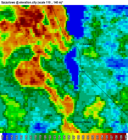 Szczutowo elevation map