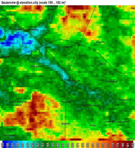 Szczerców elevation map