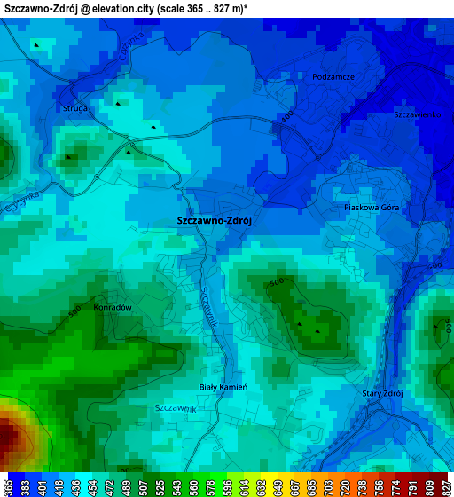 Szczawno-Zdrój elevation map