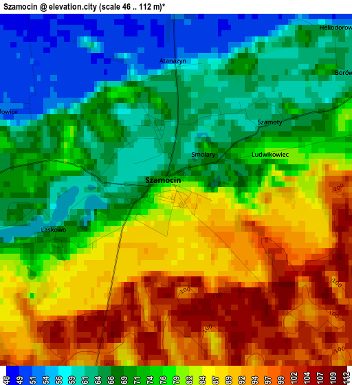 Szamocin elevation map