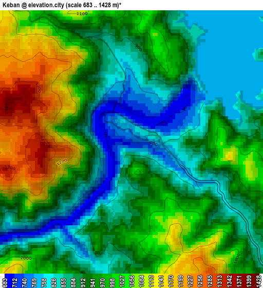 Keban elevation map