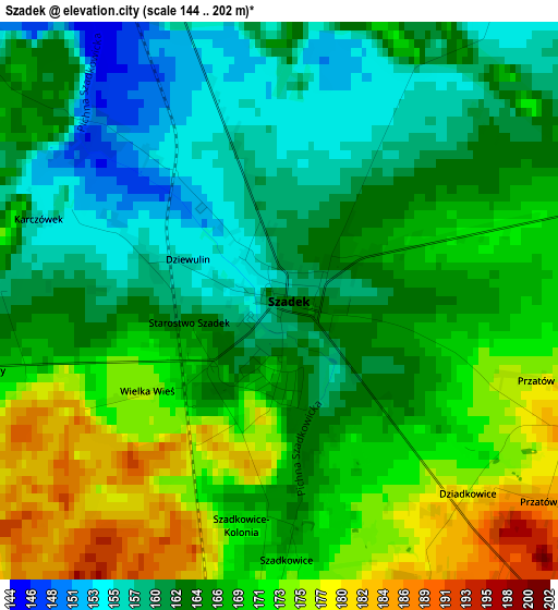 Szadek elevation map