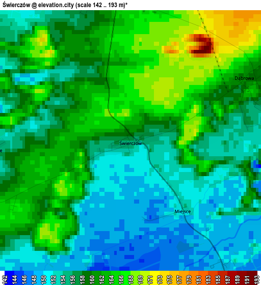 Świerczów elevation map