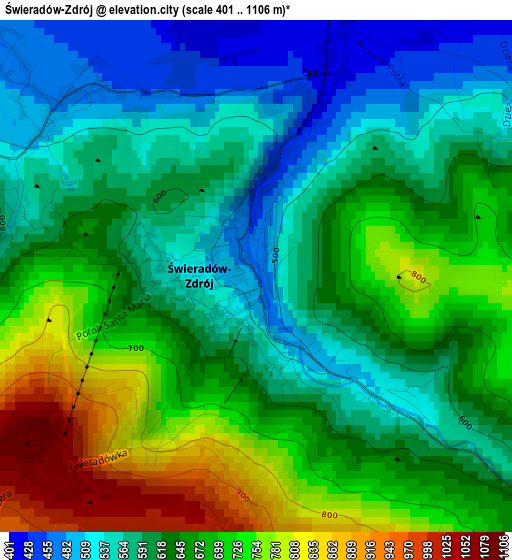 Świeradów-Zdrój elevation map