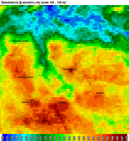 Świedziebnia elevation map