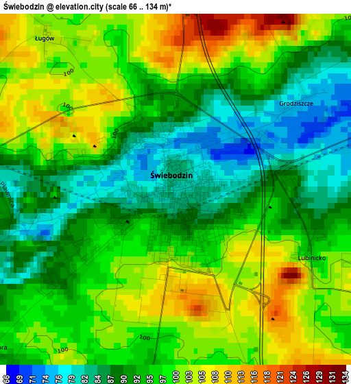 Świebodzin elevation map